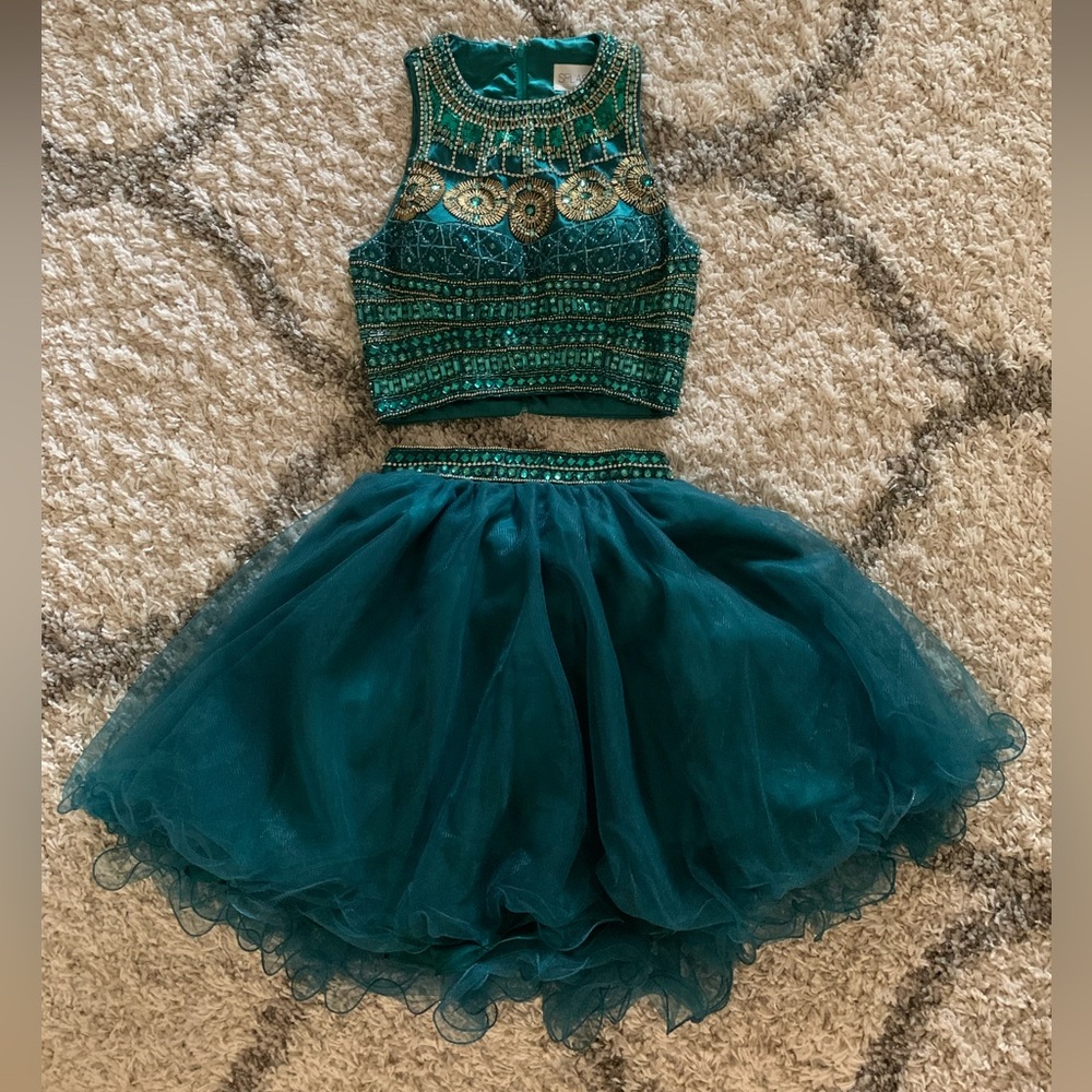 Beautiful Aqua Blue-Green And Gold Prom Dress Or Dres… - Gem